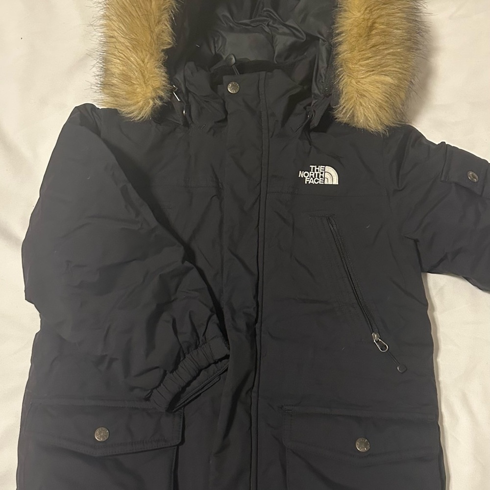 The North Face Kids Black Puffer Jacket with Fur Hood